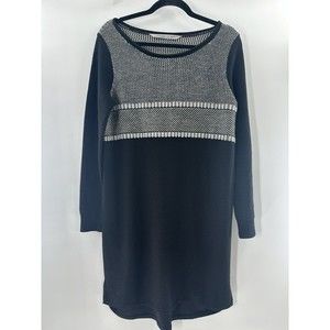 Athleta Dress Womens M  Black Gray Sweater 100% Merino Wool Long Sleeve